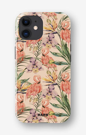 iPhone 11 Tough Case – Flamingos & Flowers - View 1