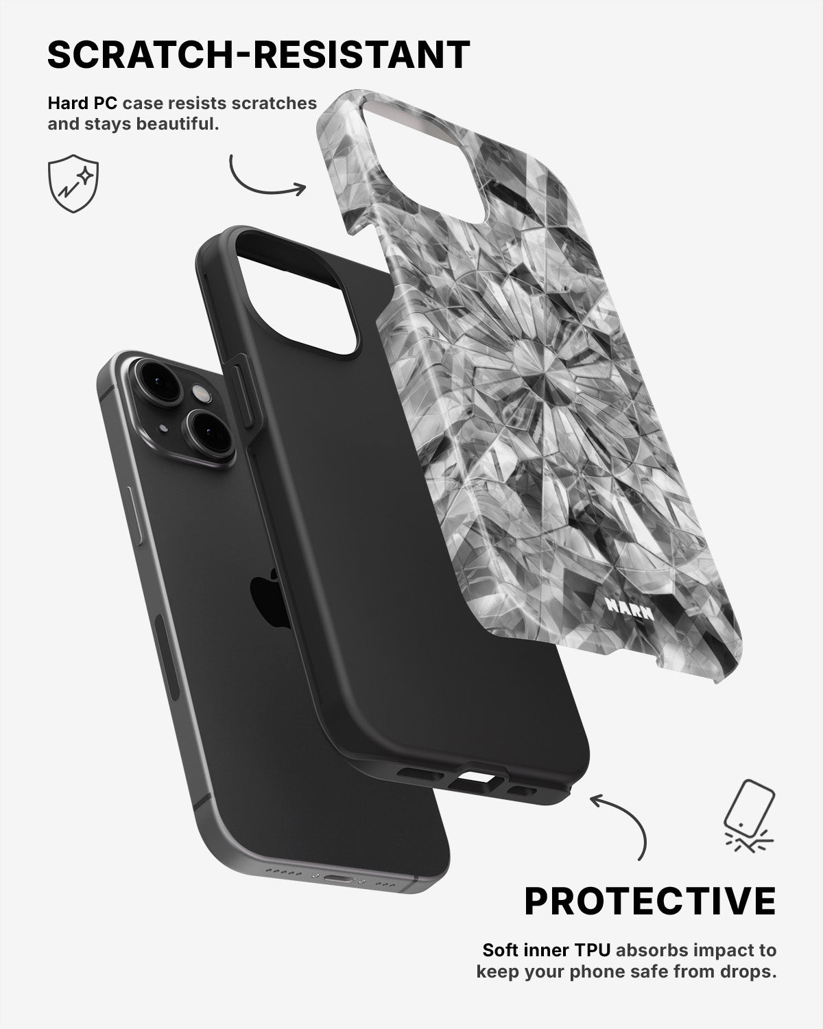 iPhone 11 Tough Case – Grey Crystals - View 2