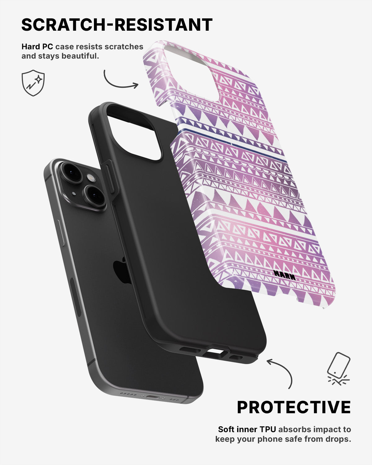 iPhone 11 Tough Case – Purple Aztec - View 2