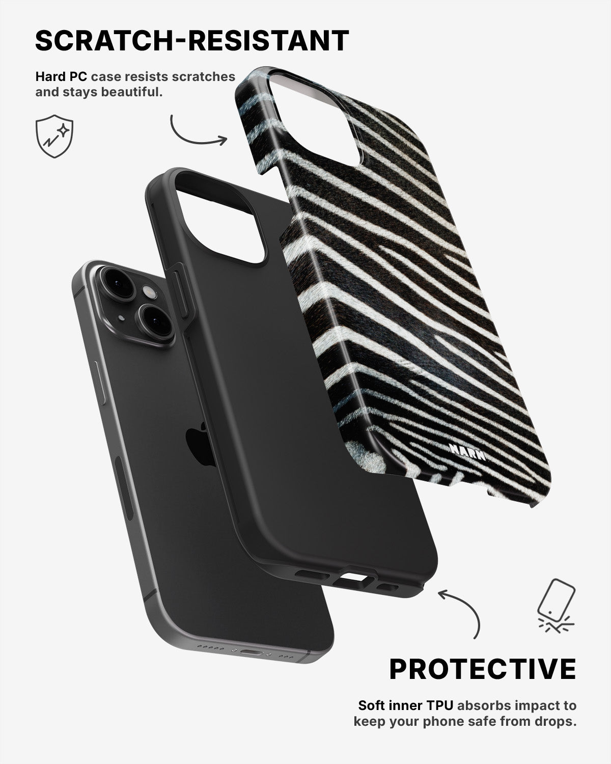 iPhone 11 Tough Case – Zebra Stripe - View 2