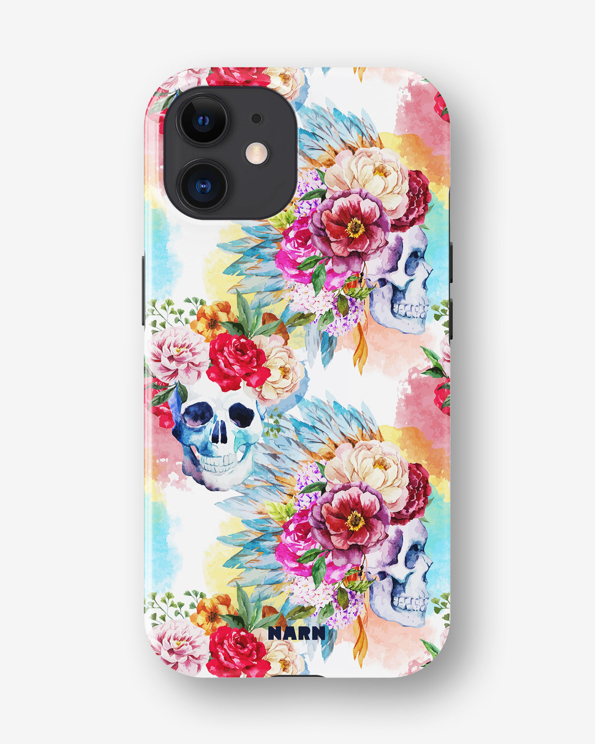 iPhone 12 / iPhone 12 Pro Tough Case – Flowered Skulls - View 1