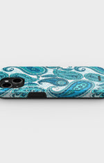 iPhone 12 / iPhone 12 Pro Tough Case – Turquoise Paisley - View 3
