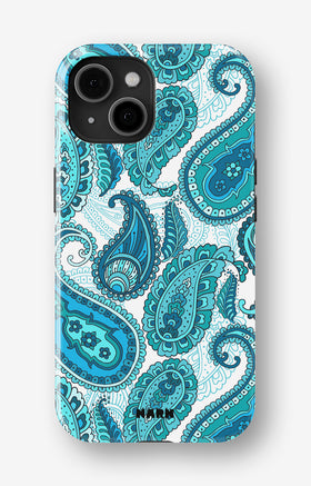 iPhone 13 Tough Case – Turquoise Paisley - View 1