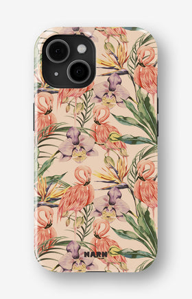 iPhone 13 Tough Case – Flamingos & Flowers - View 1