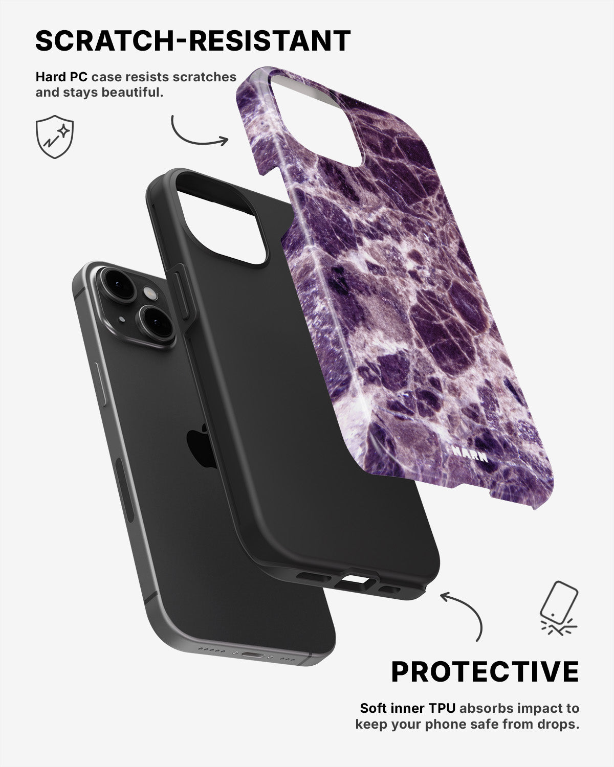 iPhone 13 Tough Case – Purple Marble - View 2