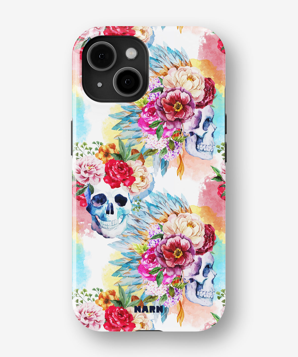 iPhone 15 Tough Case – Flowered Skulls - View 1