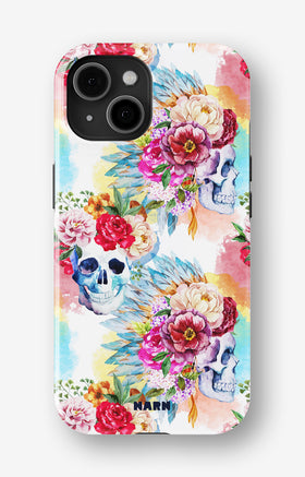 iPhone 15 Tough Case – Flowered Skulls - View 1