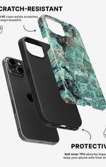 iPhone 15 Tough Case – Green Marble - View 2