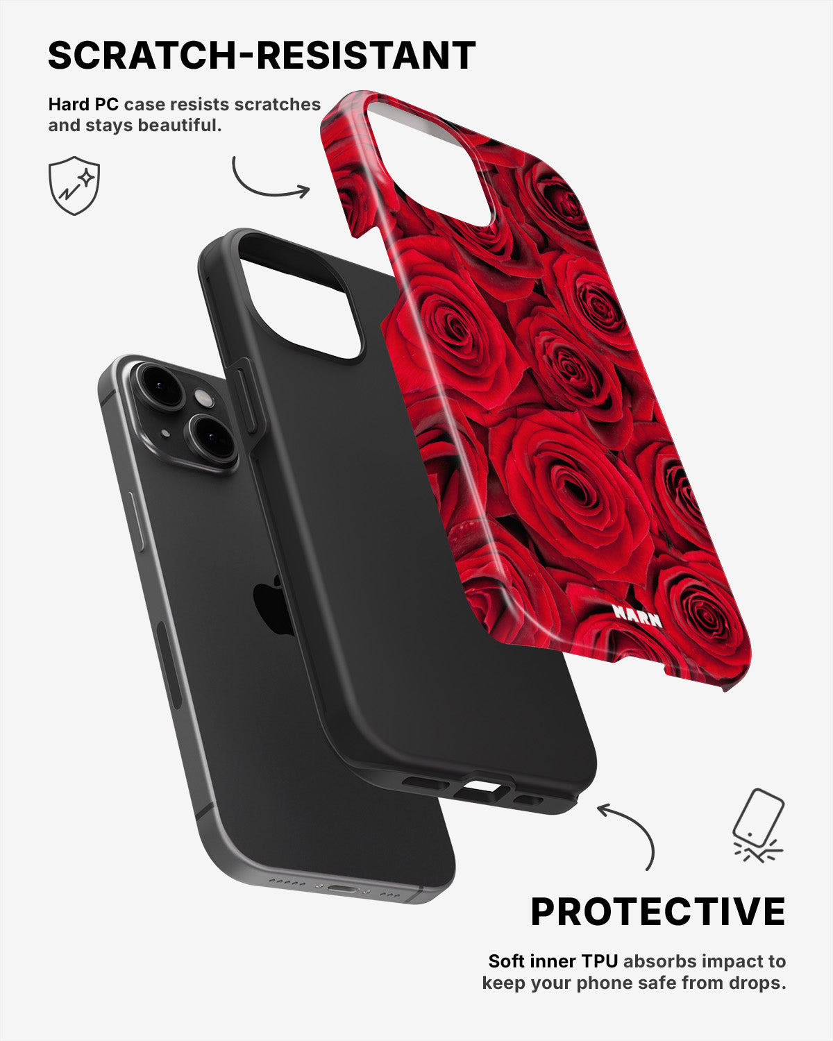 iPhone 15 Tough Case – Red Roses - View 2