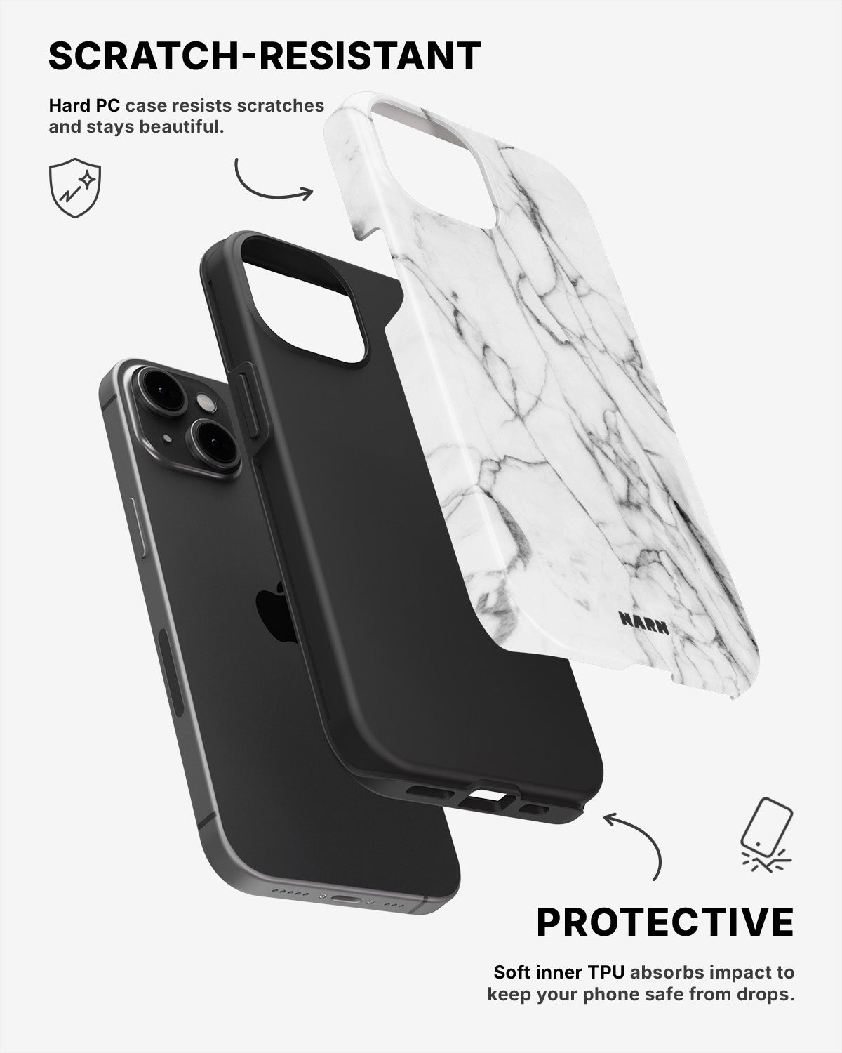 iPhone 15 Tough Case – Milky Marble - View 2