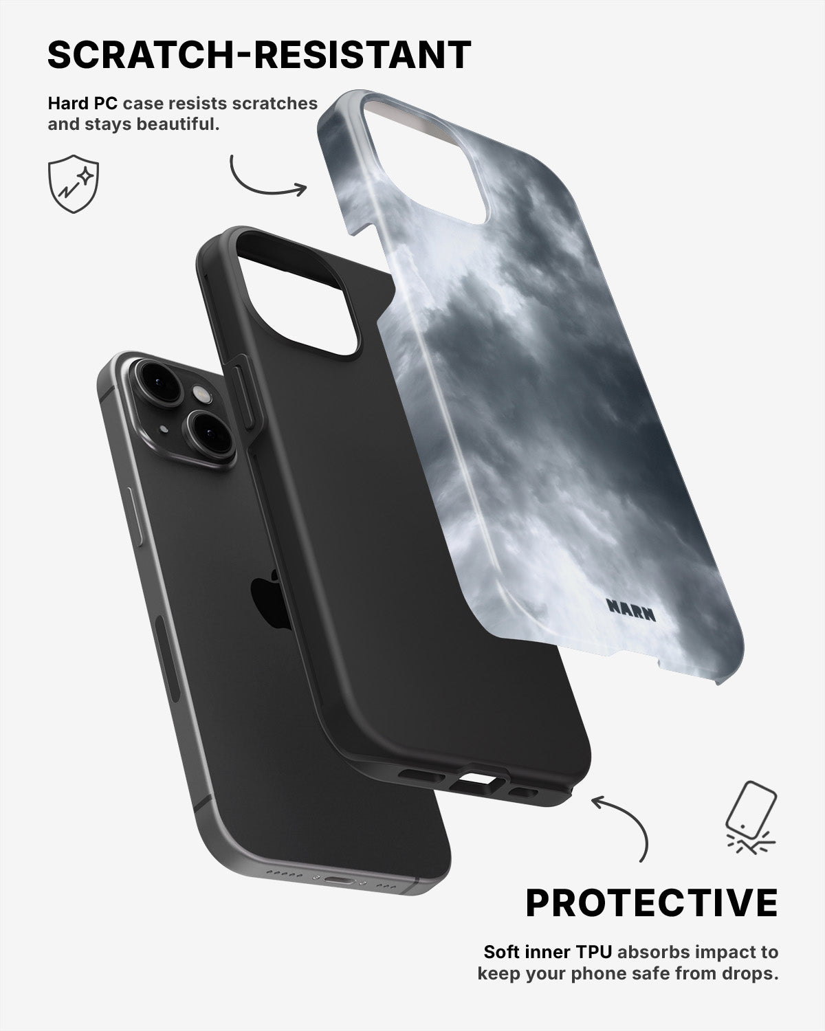 iPhone 15 Tough Case – Cloudy - View 2