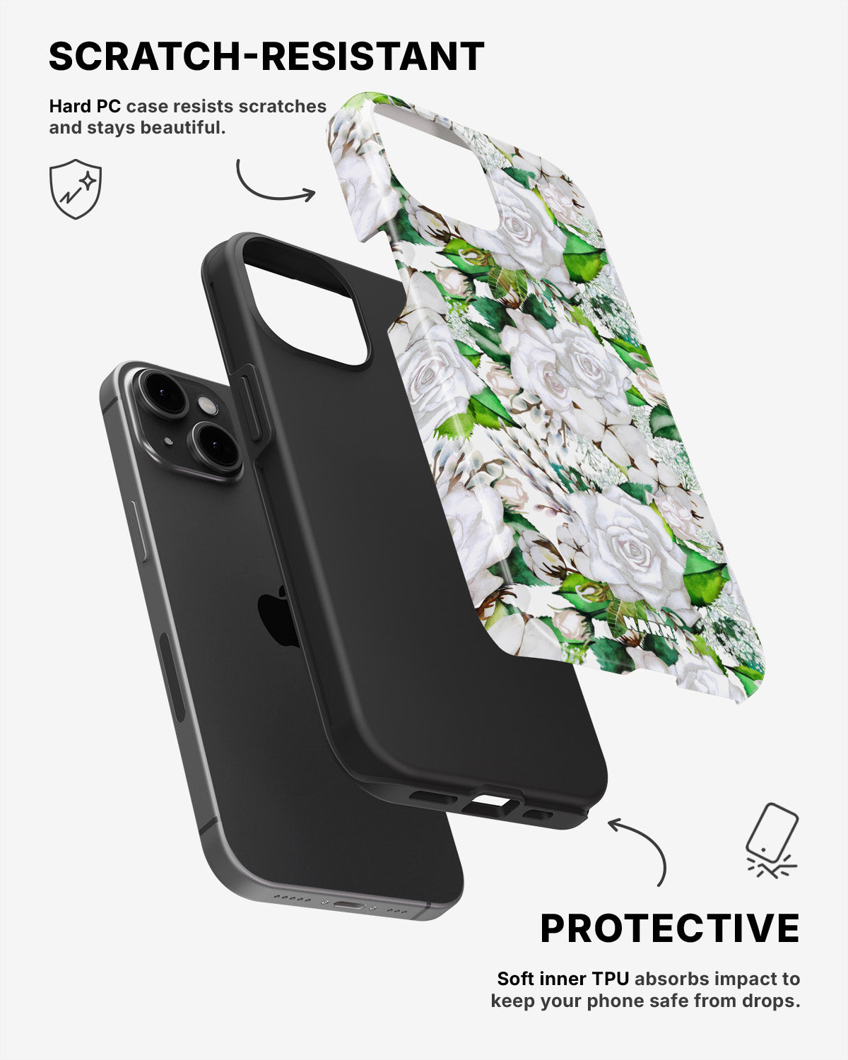 iPhone 15 Tough Case – White Bloom - View 2