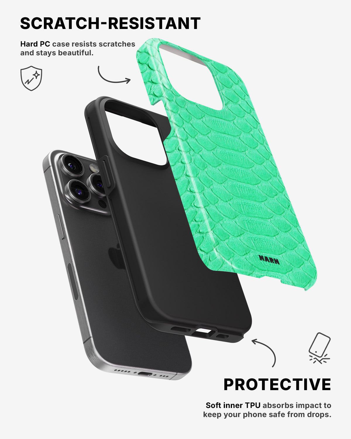 iPhone 13 Pro Tough Case – Turquoise Snake - View 2