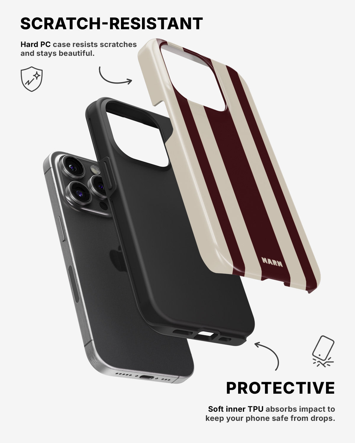 iPhone 13 Pro Tough Case – Bordeaux Stripe - View 2