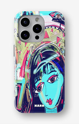 iPhone 15 Pro Tough Case – Abstract Cat - View 1