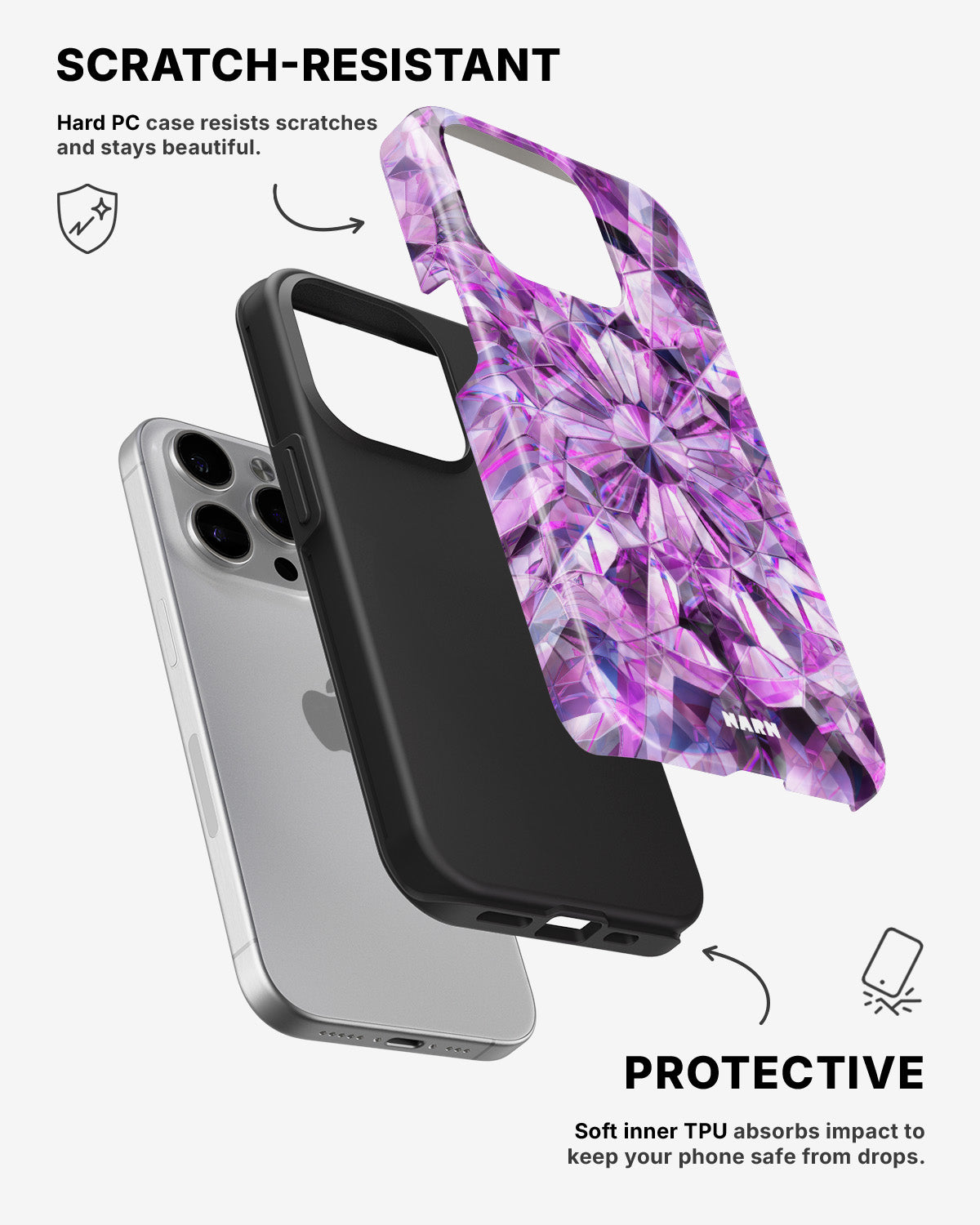 iPhone 15 Pro Tough Case – Lavender Crystals - View 2