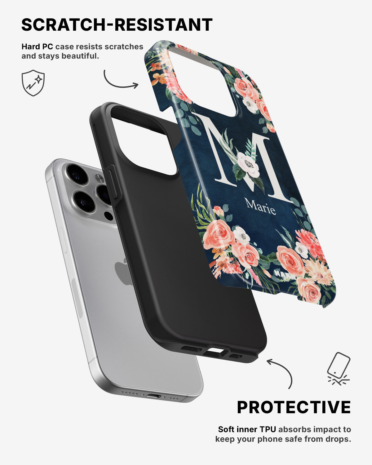 iPhone 15 Pro Tough Case – Custom - Floral - View 2