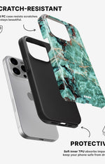 iPhone 15 Pro Tough Case – Green Marble - View 2