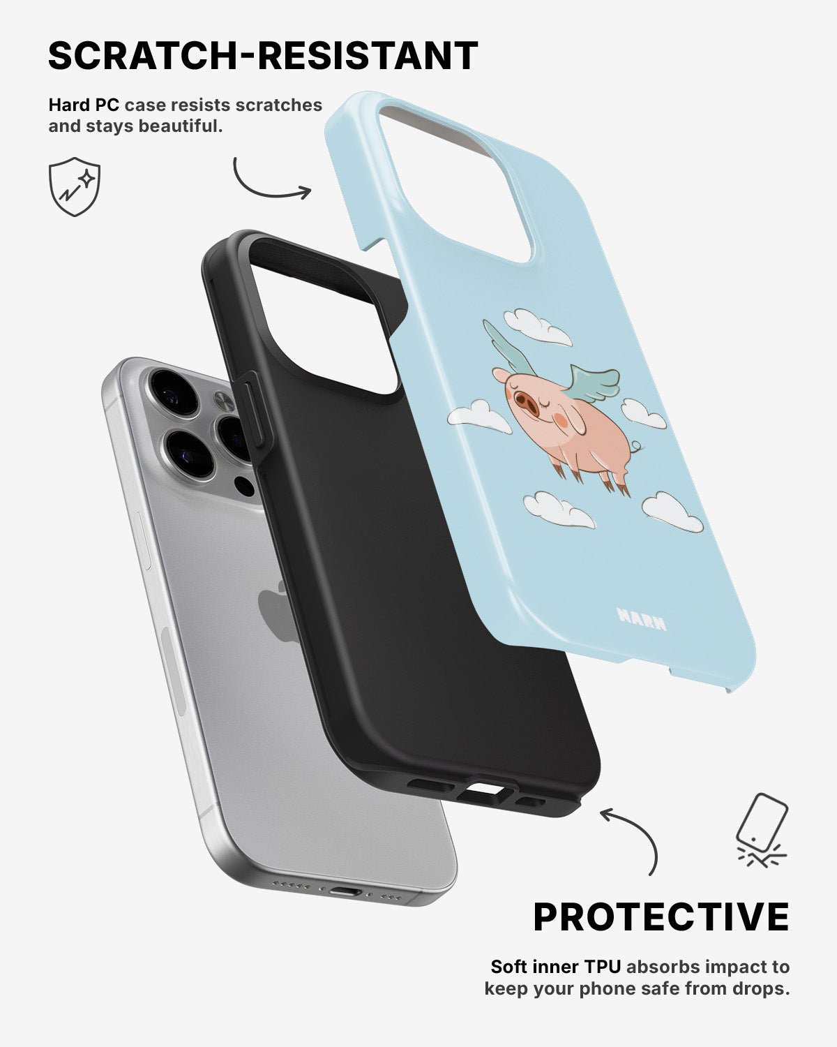 iPhone 15 Pro Tough Case – Dreamy Pig - View 2