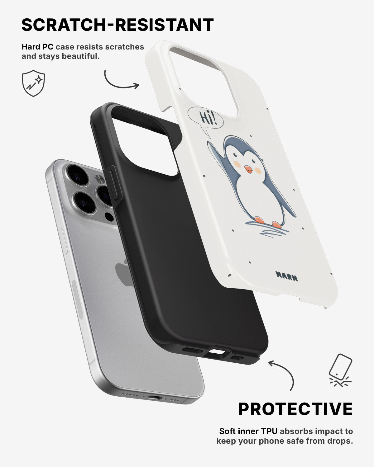 iPhone 15 Pro Tough Case – Cute Penguin - View 2