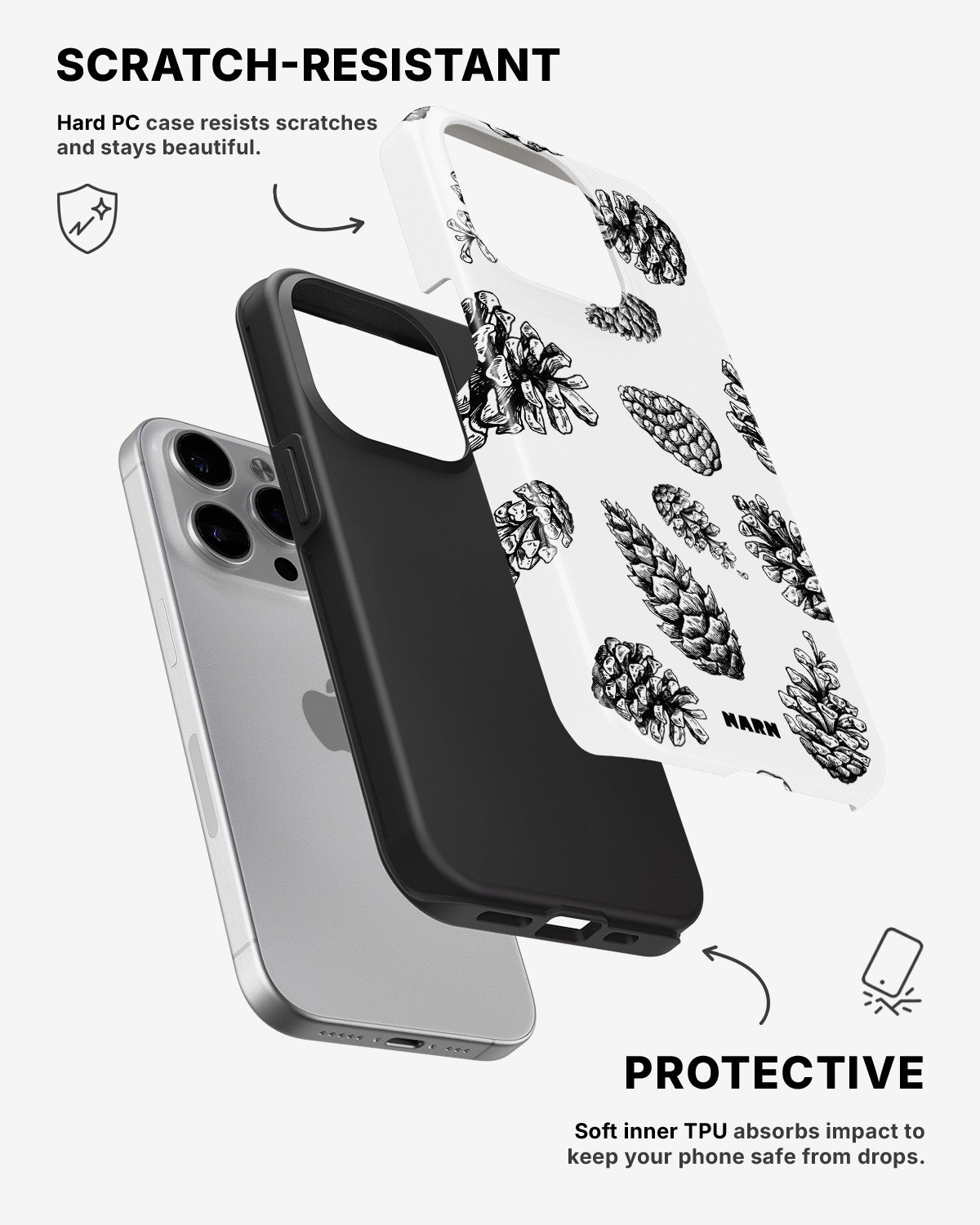 iPhone 15 Pro Tough Case – Pine Cones - View 2