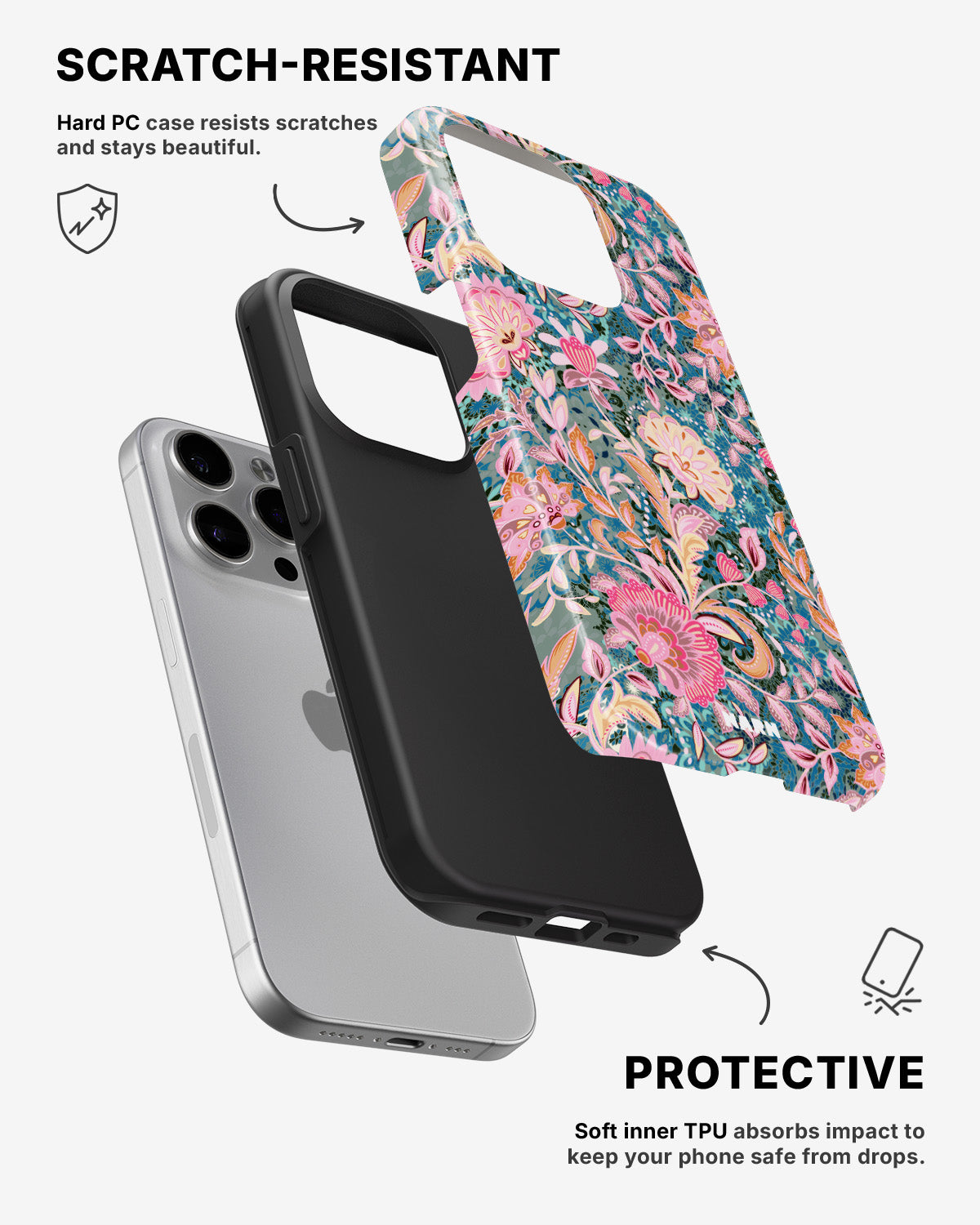 iPhone 15 Pro Tough Case – Fantasy Flowers - View 2