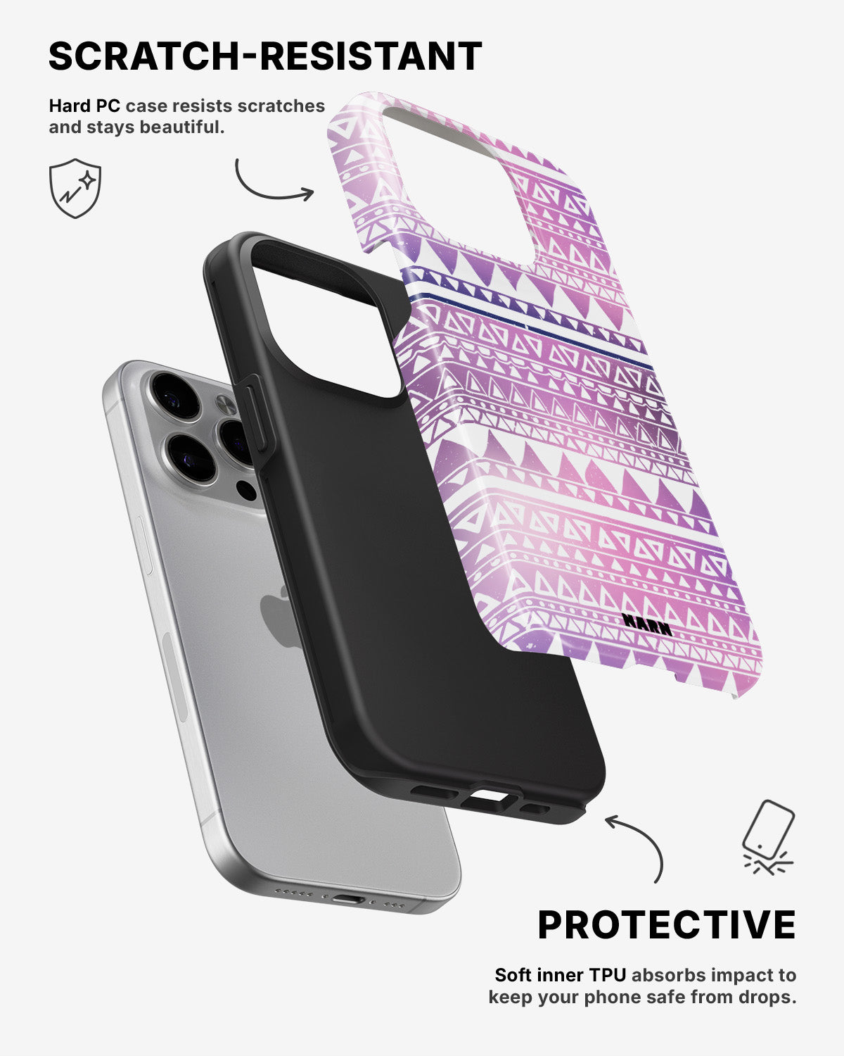 iPhone 15 Pro Tough Case – Purple Aztec - View 2