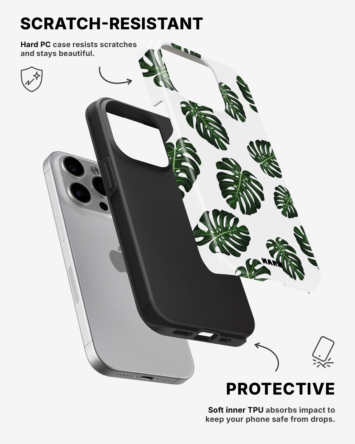 iPhone 15 Pro Tough Case – Monstera Pattern - View 2