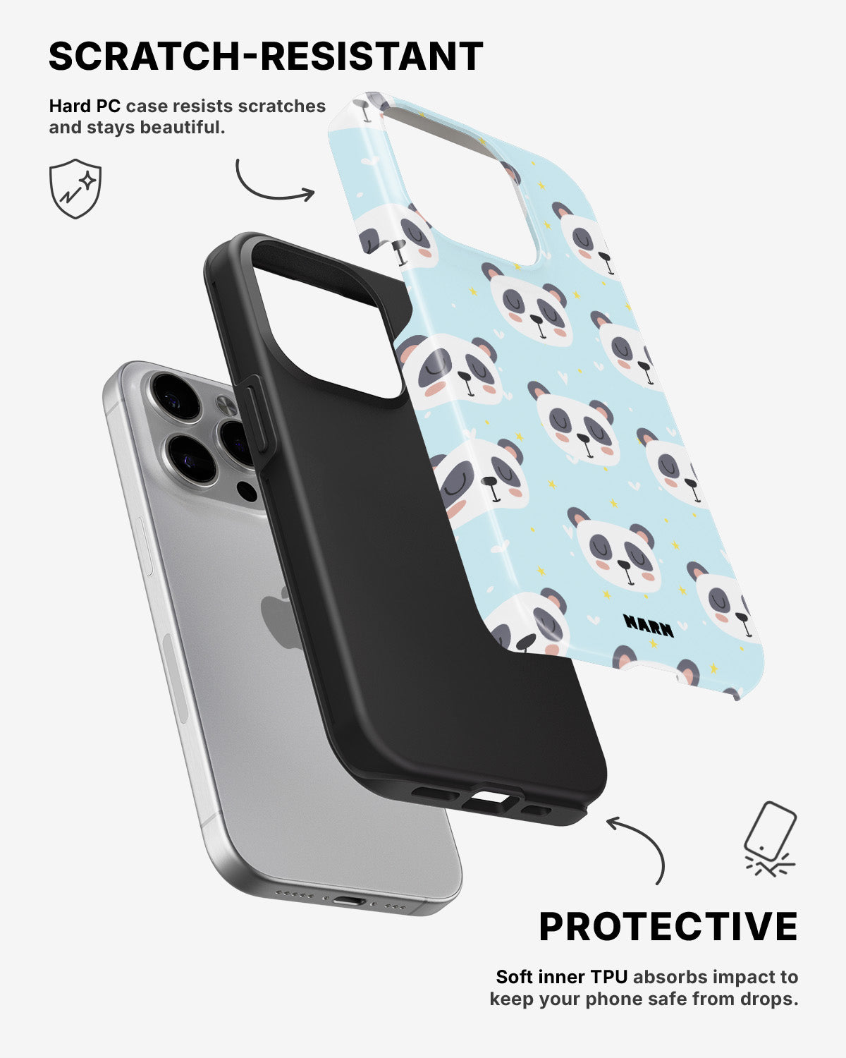 iPhone 15 Pro Tough Case – Panda Dreams - View 2