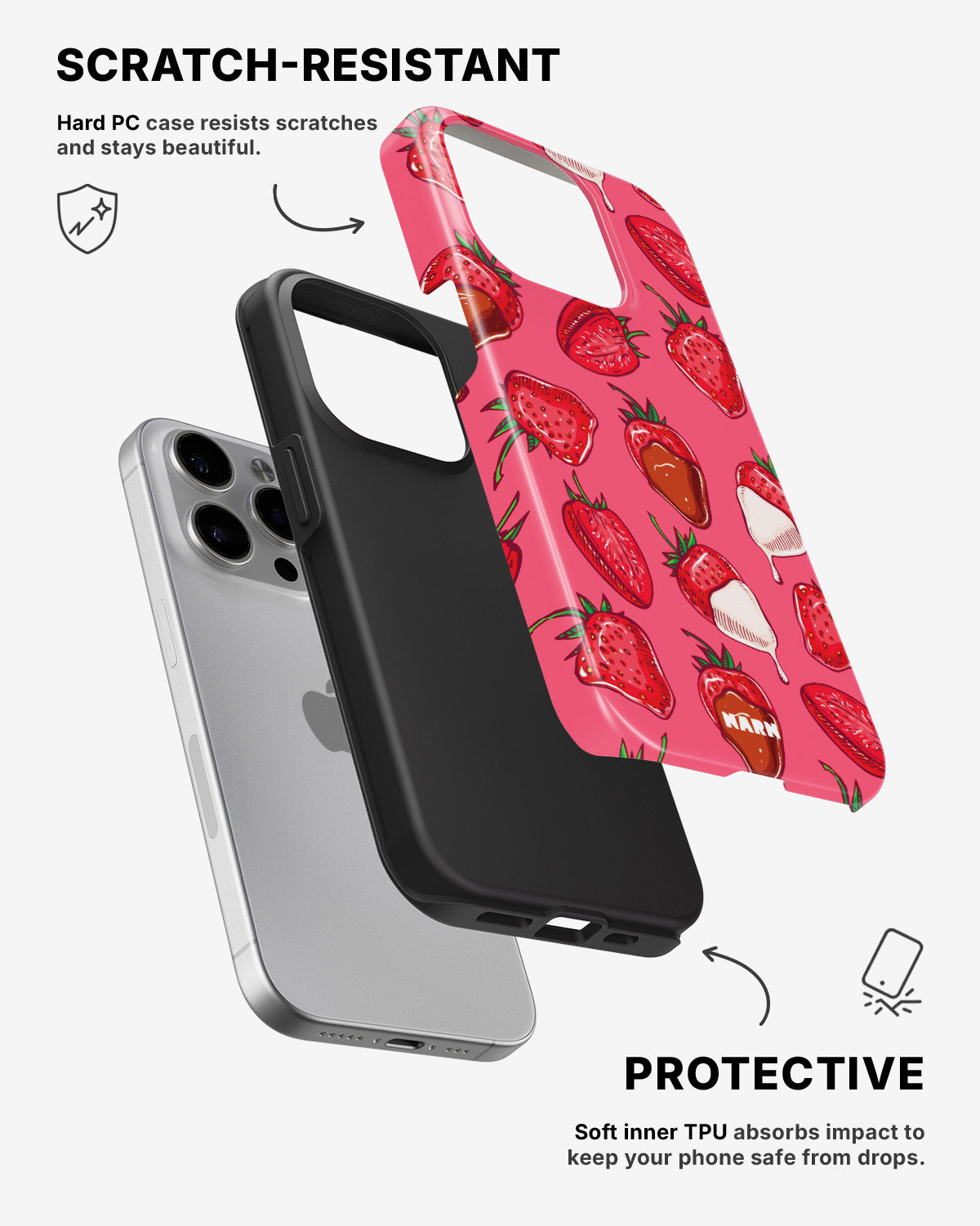 iPhone 15 Pro Tough Case – Strawberry Chocolate - View 2