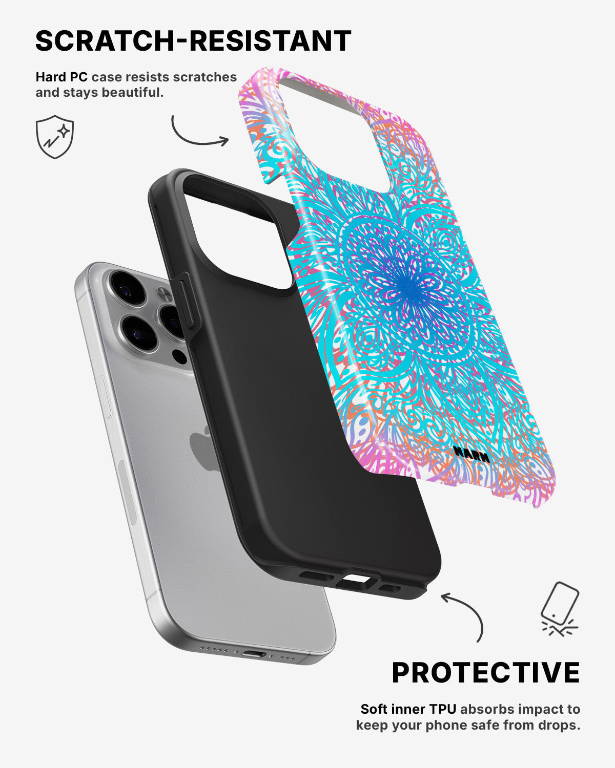 iPhone 15 Pro Tough Case – Pastel Mandala - View 2