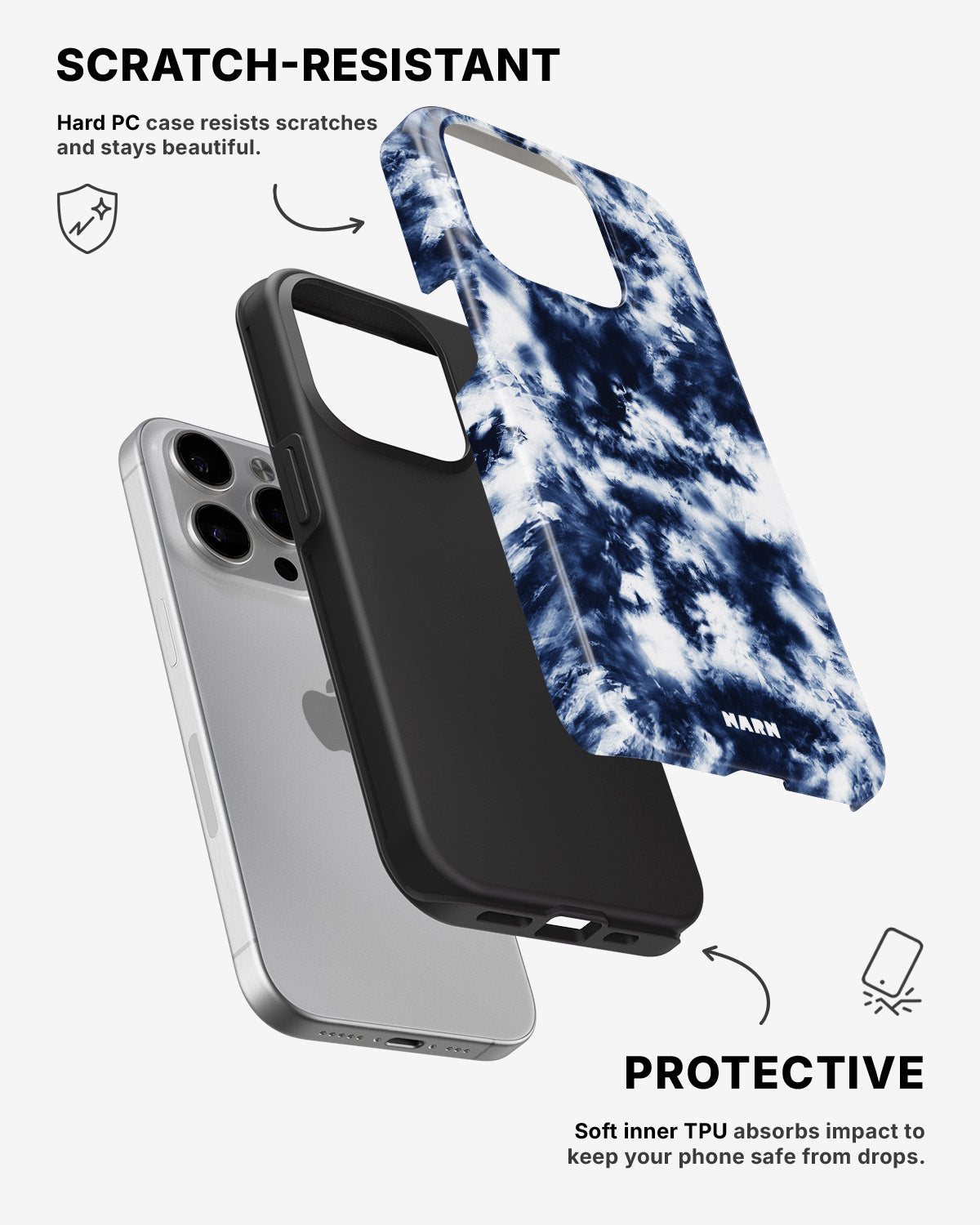 iPhone 15 Pro Tough Case – Tie Dye Blue - View 2