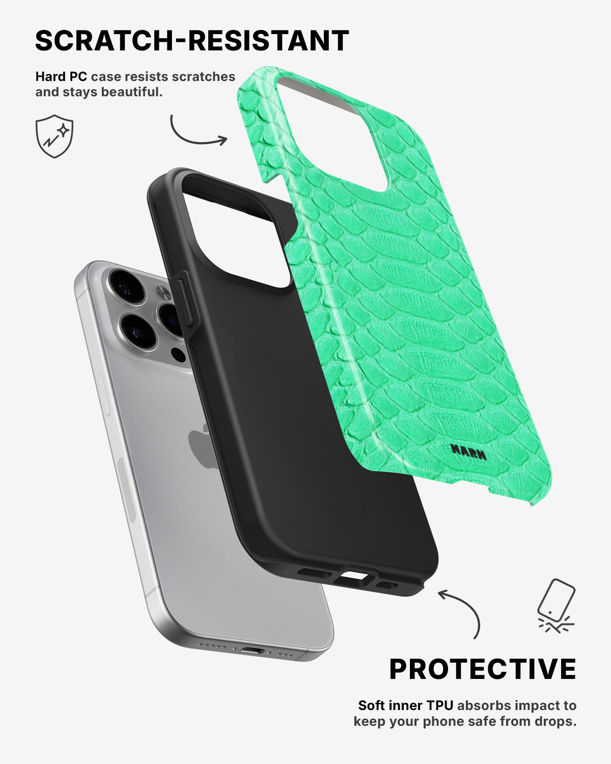 iPhone 15 Pro Tough Case – Turquoise Snake - View 2