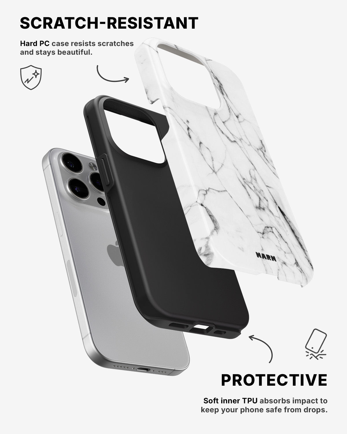 iPhone 15 Pro Tough Case – Milky Marble - View 2
