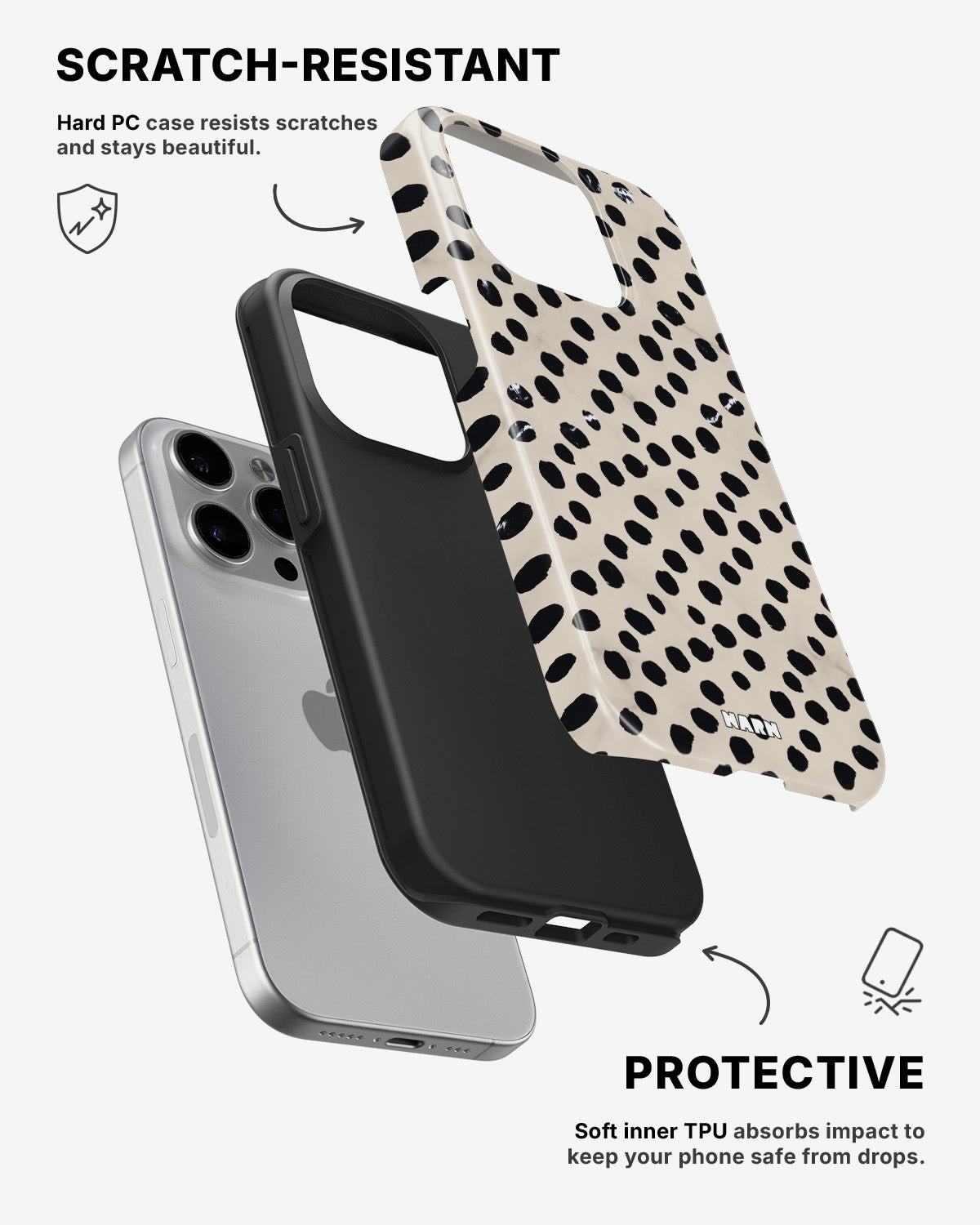 iPhone 15 Pro Tough Case – Marble Dots - View 2
