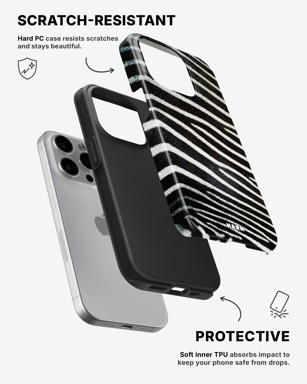 iPhone 15 Pro Tough Case – Zebra Stripe - View 2