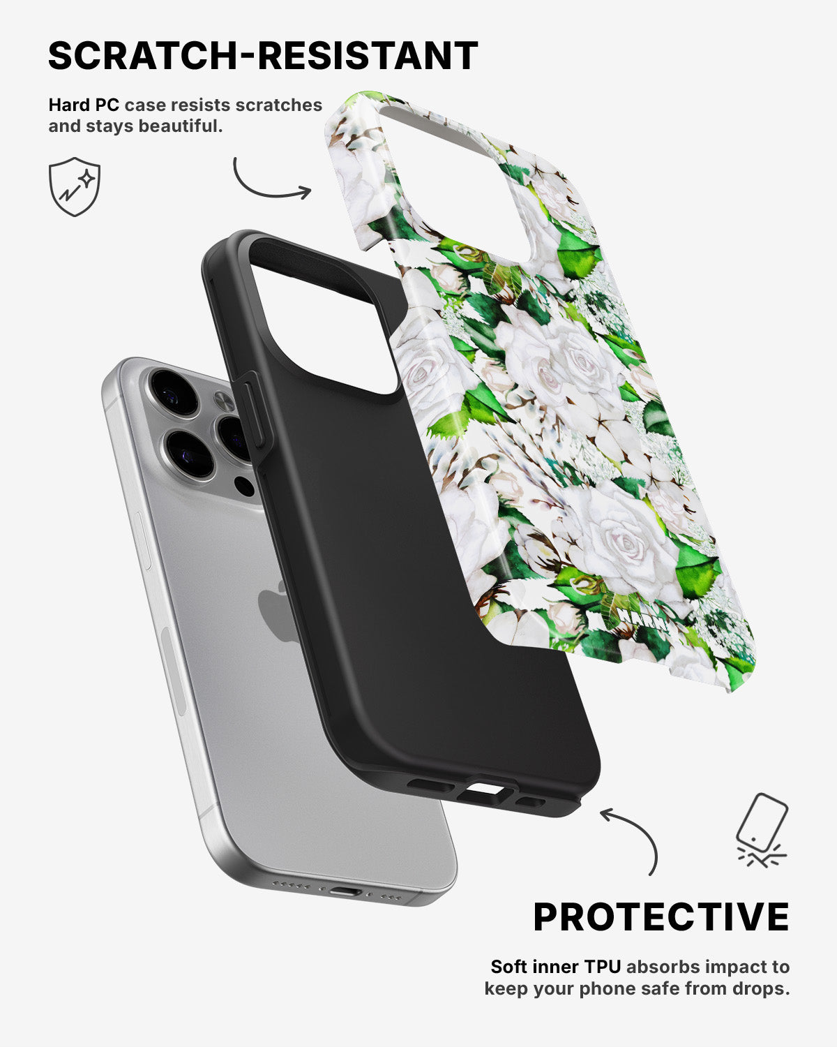 iPhone 15 Pro Tough Case – White Bloom - View 2