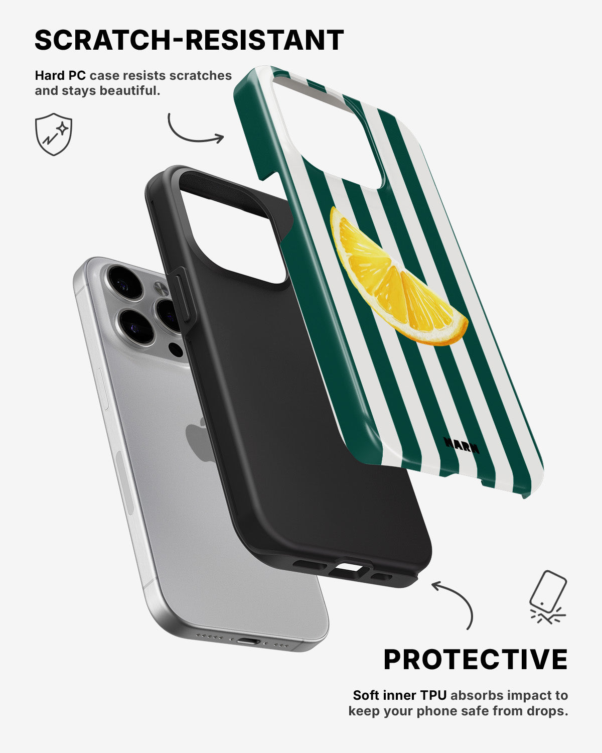iPhone 15 Pro Tough Case – Lemon Stripes - View 2
