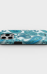 iPhone 15 Pro Tough Case – Turquoise Paisley - View 3