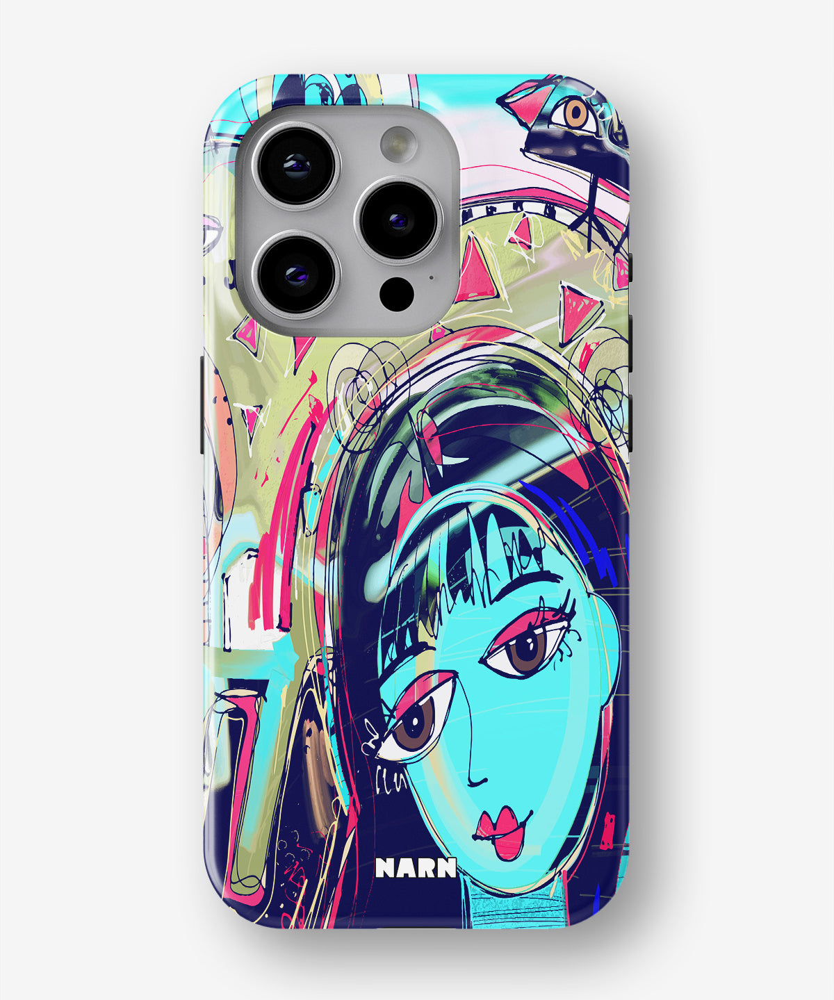 iPhone 14 Pro Tough Case – Abstract Cat - View 1