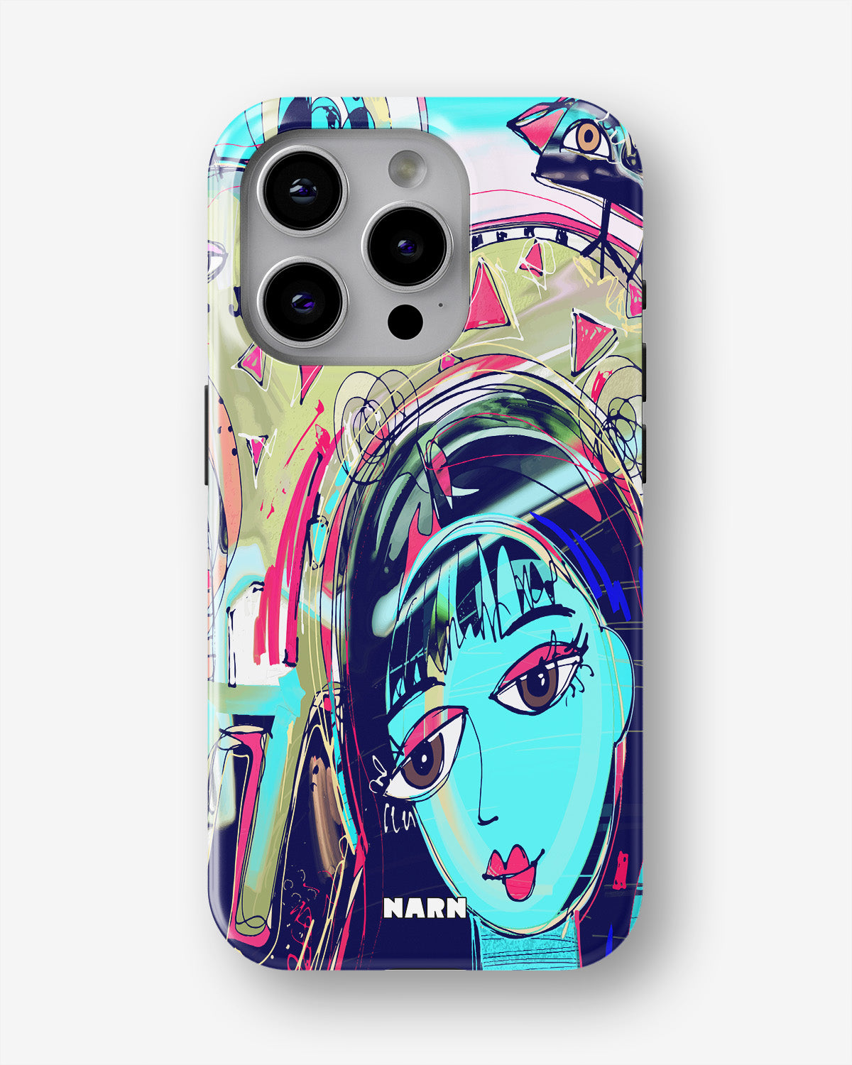 iPhone 14 Pro Tough Case – Abstract Cat - View 1