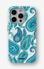 iPhone 14 Pro Tough Case – Turquoise Paisley - View 1