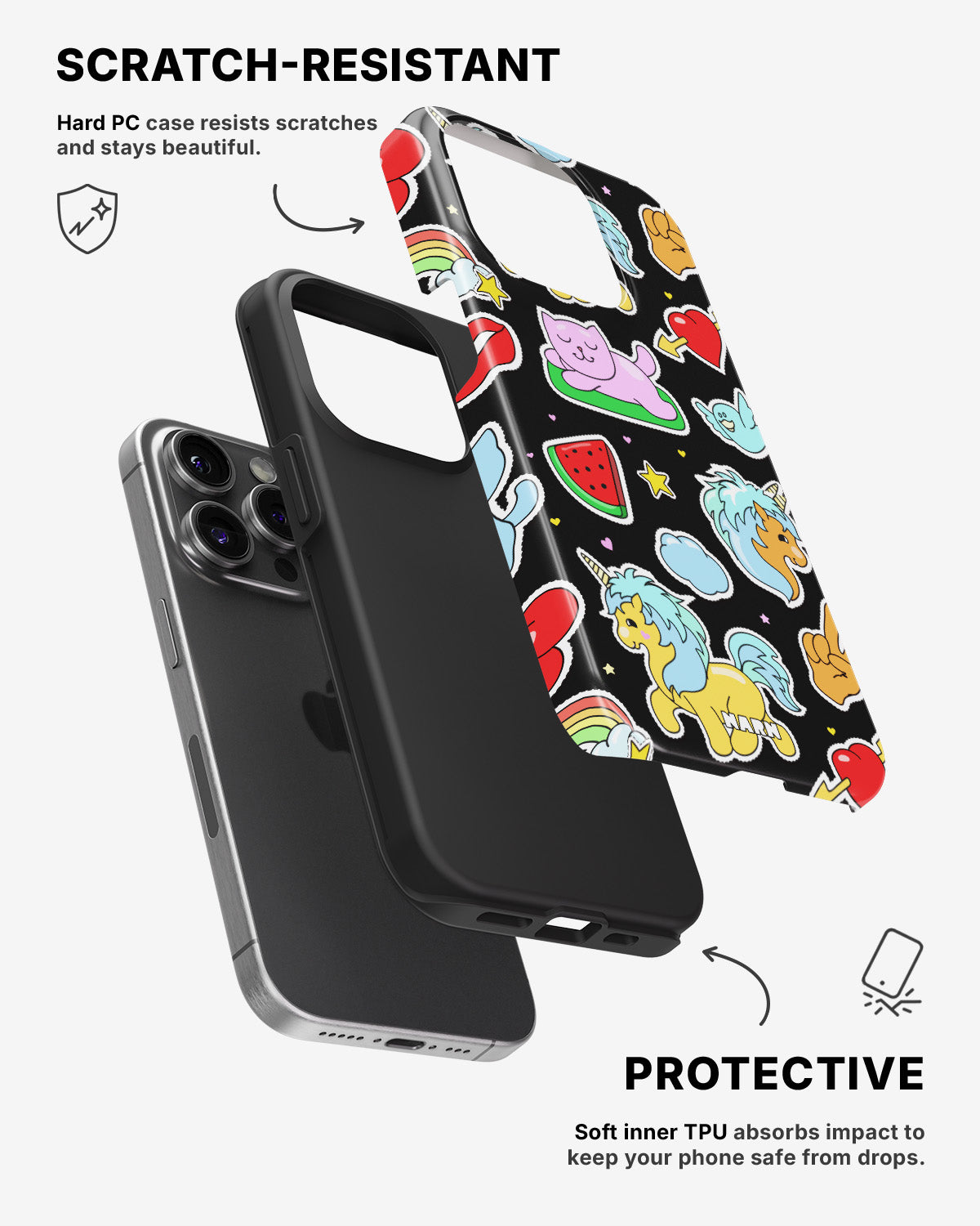 iPhone 14 Pro Tough Case – Cute Stickers - View 2