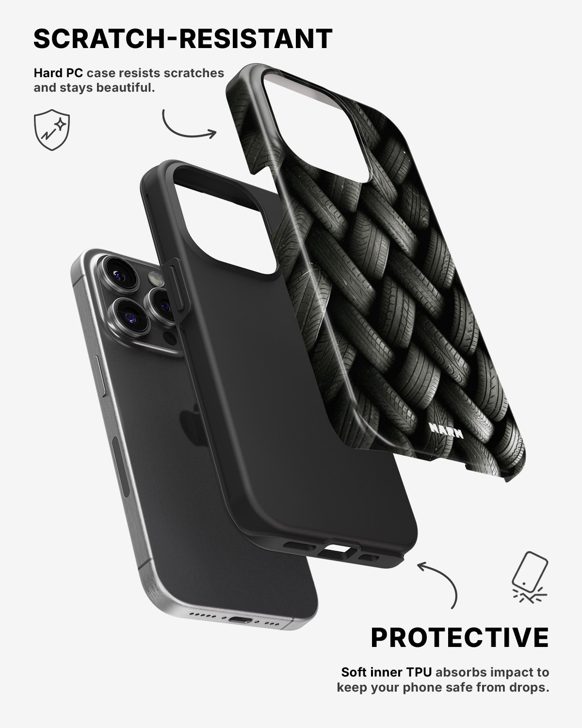 iPhone 14 Pro Tough Case – Tires Wall - View 2