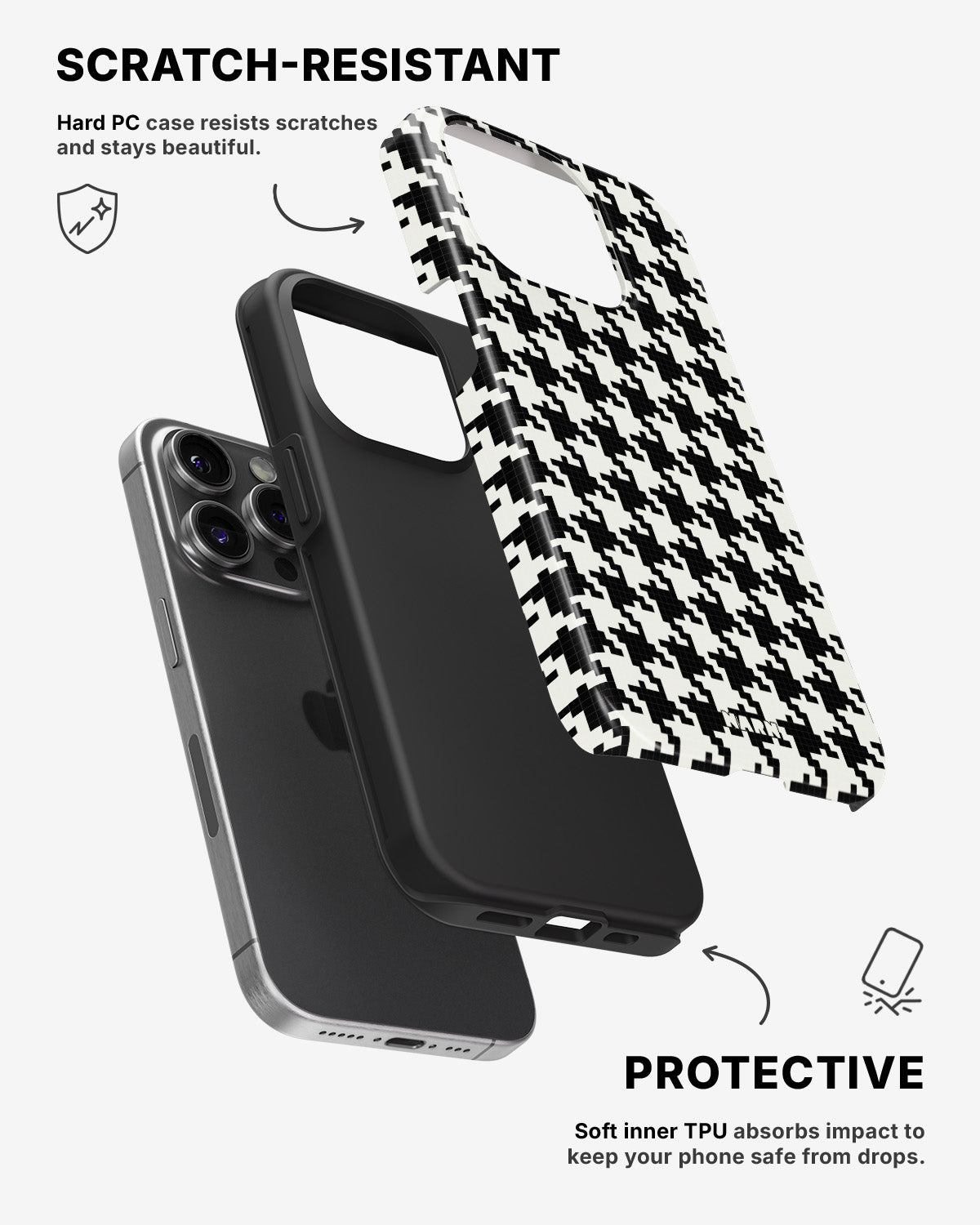 iPhone 14 Pro Tough Case – Houndstooth - View 2