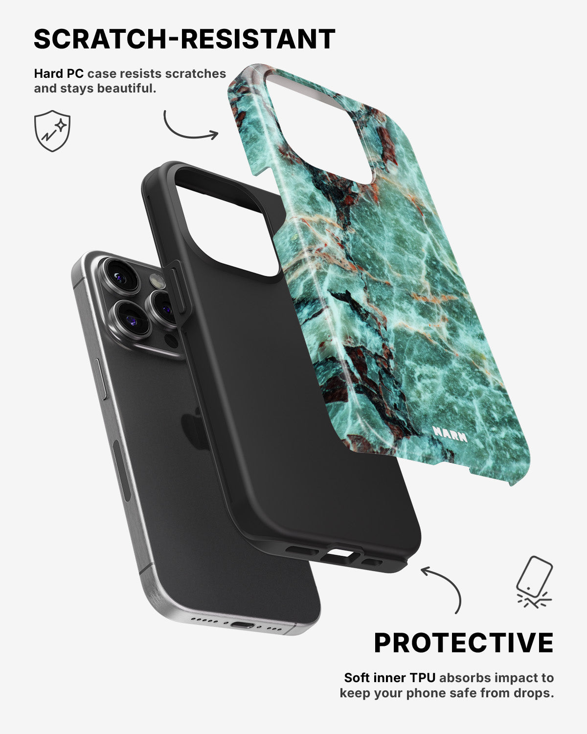 iPhone 14 Pro Tough Case – Green Marble - View 2