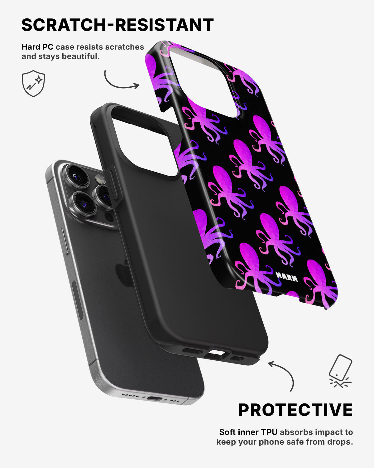 iPhone 14 Pro Tough Case – Octopus Pattern - View 2