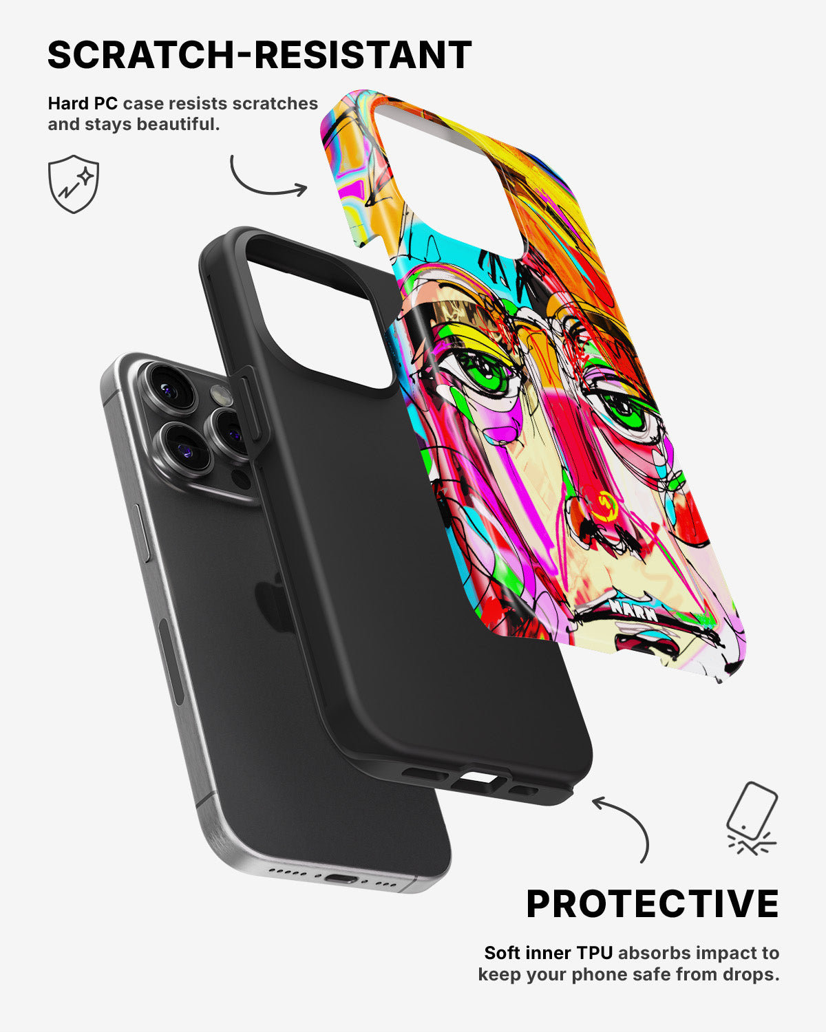 iPhone 14 Pro Tough Case – Abstract Portrait - View 2