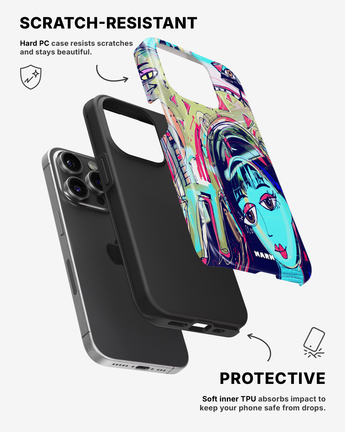 iPhone 14 Pro Tough Case – Abstract Cat - View 2