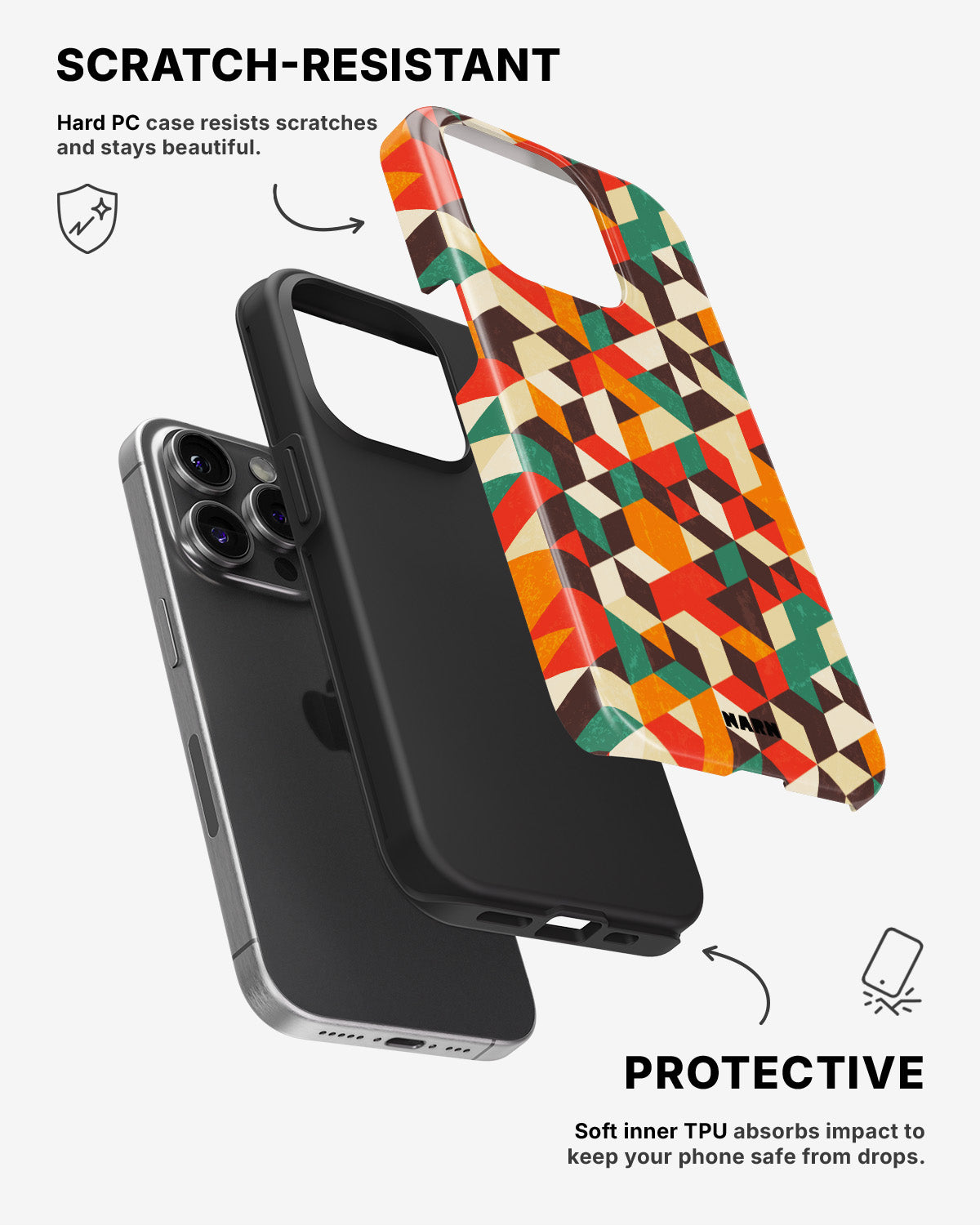 iPhone 14 Pro Tough Case – Retro Geometric - View 2
